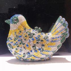 Wholesales Women Unique Fully Diamond Evening Crystal Bird Clutch Purses Mini Metal Wedding Party Bag Bridal Clutches