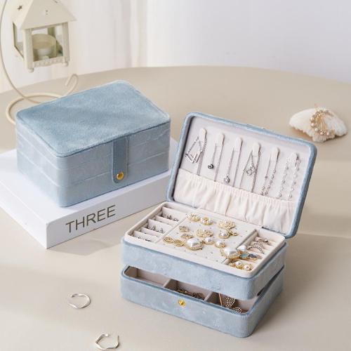 New Luxury Custom Logo Portable Pink Elegant Travel Jewellery Storage Organizer Case Blue Green Velvet Jewelry Box
