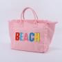 Factory Wholesale Fashion Tassel Tote Bag Waterproof Canvas Large Capacity Custom Design Womens Pink Tote Beach Bag