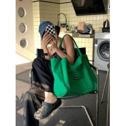 Super big Solid Color Canvas Bag with Single Handle Large Capacity Korean Style Art Diagonal Shoulder Bags for Women