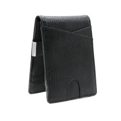 Double front pocket slim wallet men minimalist pu leather lizard pattern money clip wallet for wholesale