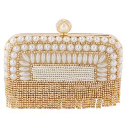 Wholesale ladies clutch bags ladies party purse rhinestone tassel pearl bag handbag evening bags for woman