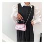KBW710 Women Bag New Fashion Patent Leather Glossy Handheld Single Shoulder Crossbody Bag Ladies Stone Pattern Square Bag