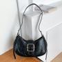 Retro PU Leather Handbag Luxury Denim Blue Designer Hand Bag Wool Joining Leather Ladies Underarm Shoulder Bag