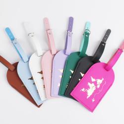 DC032 Custom Travel Name ID Personalized Pu Leather Luggage Tag Multi-color Suitcase Tag Checked Boarding Travel Baggage Tag