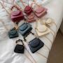 2022 New Fashion  One Shoulder Solid Color Chain Bag Hot Selling Mini  Bags Messenger Change Crocodile Stone Pu Bag Wholesale