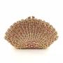 Handmade luxury women purse with hollowed out metal diamond bag bridal green fan shaped rhinestone evening bags
