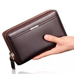 ZF219 Explosive PU Leather Men Wallet Long Zipper Clutch  Phone Bag Casual Double Zipper Business Clip Case Card Case