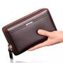 ZF219 Explosive PU Leather Men Wallet Long Zipper Clutch  Phone Bag Casual Double Zipper Business Clip Case Card Case