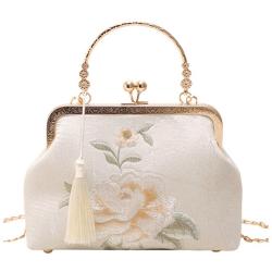 ZWY334 Chinese Style Embroidery Peony Ladies Evening Bag Elegant Silk Fashion Tassel Handbag Banquet Party Daily Shoulder Bag