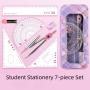 7-Piece Set Student Specific Compasses and Rulers Primary School Prize Gifts Learning Supplies Funny Stationery Set