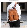 OME904 New Vintage Men And Women Backpack PU Leather Simple Business Men Computer Bag Big Spacy Travel Bag Student Backpack