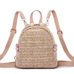 ZR393 New 2023 Lightweight Backpack Women's Korean Edition Woven Pearl Outdoor Leisure Beach Bag Summer