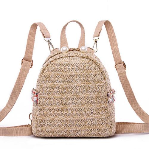ZR393 New 2023 Lightweight Backpack Women's Korean Edition Woven Pearl Outdoor Leisure Beach Bag Summer