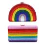 Factory Wholesale Fashion Crystal Rhinestone Women Iridescence Clutch Bag New Rainbow Purse Handbags Luxury Clutch Evening Bag pochette femme
