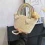 Gelory 2023 Summer new rainbow cotton rope shoulder bag seaside holiday woven bag
