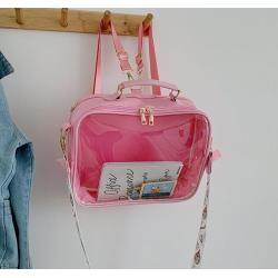 Factory customized vinyl leather school ita backpack pin display custom ita bag with clear PVC window