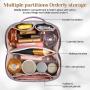Travel Makeup Pouch With Handle And Divider Flat Lay Checkered Cosmetic Bags
