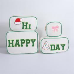 Keymay Stock Fashion Cotton Canvas Makeup Bag Travel Toiletry Zipper Pouch Cosmetic Bag Women Canvas Bag