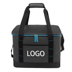 Custom Large Foldable Beach Picnic Grocery Wine Tote Insulated Bag Peva Lining Reusable Soft Shoulder Cooler Bag