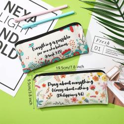 Gelory Popular Letter Printed Pencil Pouch Pencil Case Makeup Bags Canvas Pencil Pouch For Students Office Journaling Supplies