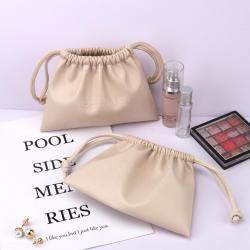 Hot Sale Emboss Pu Leather Drawstring Cosmetic Packaging Bag Waterproof PU Leather Makeup Pouch Bag