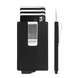 Slim Minimalist Front Pocket RFID Blocking Carbon Fiber Metal Wallets for Men with Money Clip