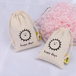 Custom Logo Printed Organic Cotton Muslin Candle Soap Packaging Bag Eco Thick Cotton Gift Drawstring Dust Pouch