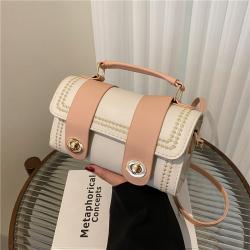 New Pu Fashion Women Bag Leisure High Texture Women's Handbag Solid Color Buckle Fashion Splicing Single Shoulder Messenger Bag
