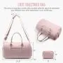 JFFD Quilted Travel Luggage Duffle Bag with Toiletry purse Carry on Overnight Bag with Shoe Compartment Weekender Bag for Women