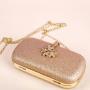 Wholesale popular glitter fabric box clutch bag bling elegant evening bags woman clutches metal chains crossbody bags pochette femme