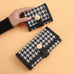 Simple fashion small women's wallet long Thousand Bird Grid buckle multi-card space money clips versatile clutch bag female