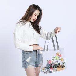 Custom Printed Fashion Clear Shopping Bag Summer Beach Storage Bag For Travel Transparent PVC Tote Bag