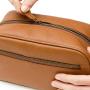 Cosmetic bags & cases shaving bag custom travel mens luxury leather toiletry bag with 2 zipper closure