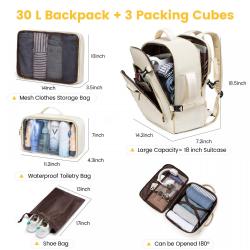 Large 30L Carry On Travel Backpack with 3 Packing Cubes 17.3inch Laptop Business Daypack Large Travel Backpacks for Women