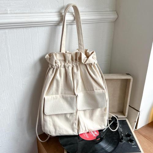 New Korean version trendy canvas single shoulder bag female niche pleated backpack girls casual large capacity tote bag