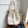 New Korean version trendy canvas single shoulder bag female niche pleated backpack girls casual large capacity tote bag