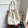 New Korean version trendy canvas single shoulder bag female niche pleated backpack girls casual large capacity tote bag