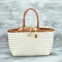 2024 Luxury Handmade Woven Genuine Leather Tote Bag Handbag For Women With Pouch