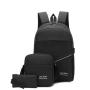 CY002 Custom Logo Business Three Sets of Men Travel Shoulder Bag USB Laptop  Backpack Leisure Nylon Schoolbag Computer Bag