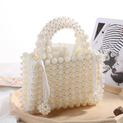 Custom Acrylic resin pearl Beaded Handbags Handmade Weave Crystal Pearl Mini Tote Bags Evening Bags for Women 2024