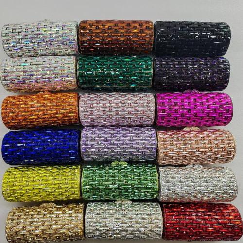 Factory 2024 Wholesales Luxury Cylinder Purple Diamond Clutch Bags Women Party Purse Wedding Bridal Shoulder Ladies Handbags