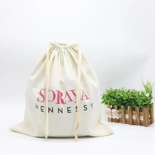 Organic Large Cotton Canvas Drawstring Bread Bag Custom Logo Cotton Dust Packing Shopping Cloth Bag