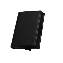 Smart quick card release leather card wallet slim storage aluminum card holder RFID Blocking