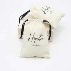 High Quality Beige Cotton Linen Packaging Bag For Baby Care Drawstring Cotton Muslin Gift Storage Bag