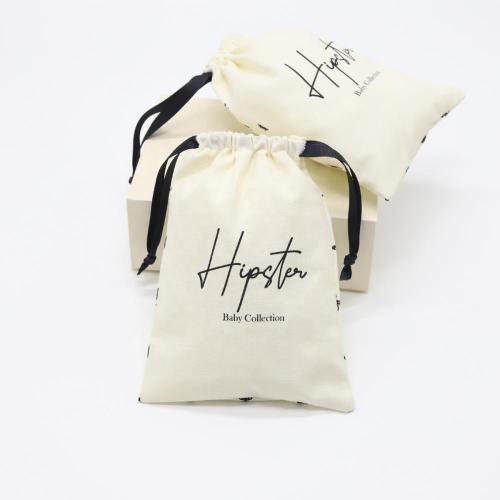 High Quality Beige Cotton Linen Packaging Bag For Baby Care Drawstring Cotton Muslin Gift Storage Bag