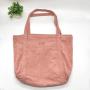 New Fashion Custom Logo Corduroy Fabric Tote Travel Product Shopping Bag Pink Velvet Student School Storage Handle Bag