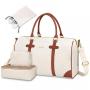 LOVEVOOK 21 in Weekender Bag with 3 packing cubes Waterproof Overnight Bag Quilted Gym duffle with Wet Pocket Travel Duffle bag