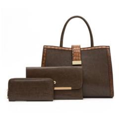 Luxury Designer Women's 3-Piece Handbag Set Fashionable Leather Shoulder Messenger Zipper Portable Stylish Two PU Polyester
