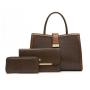 Luxury Designer Women's 3-Piece Handbag Set Fashionable Leather Shoulder Messenger Zipper Portable Stylish Two PU Polyester